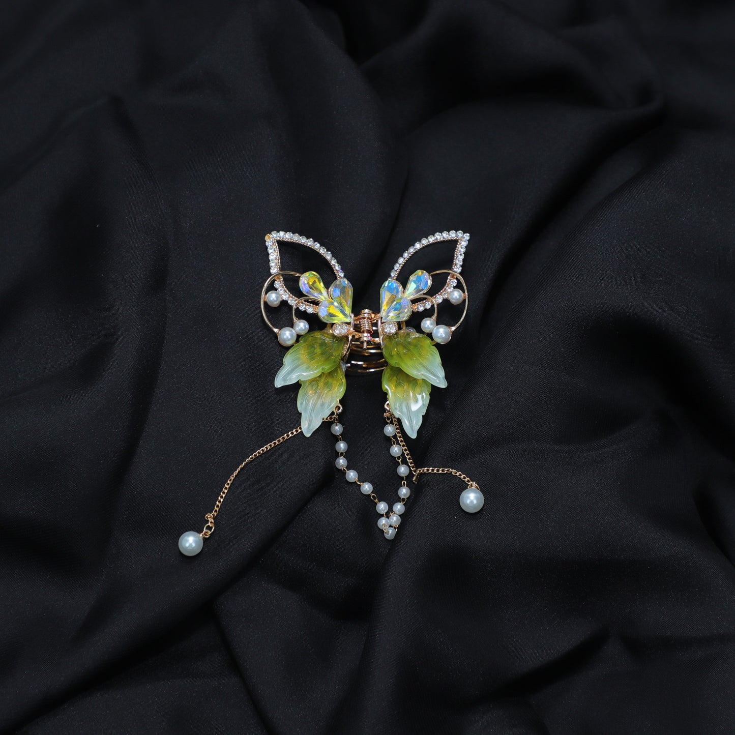 Green Butterfly Hair Clips