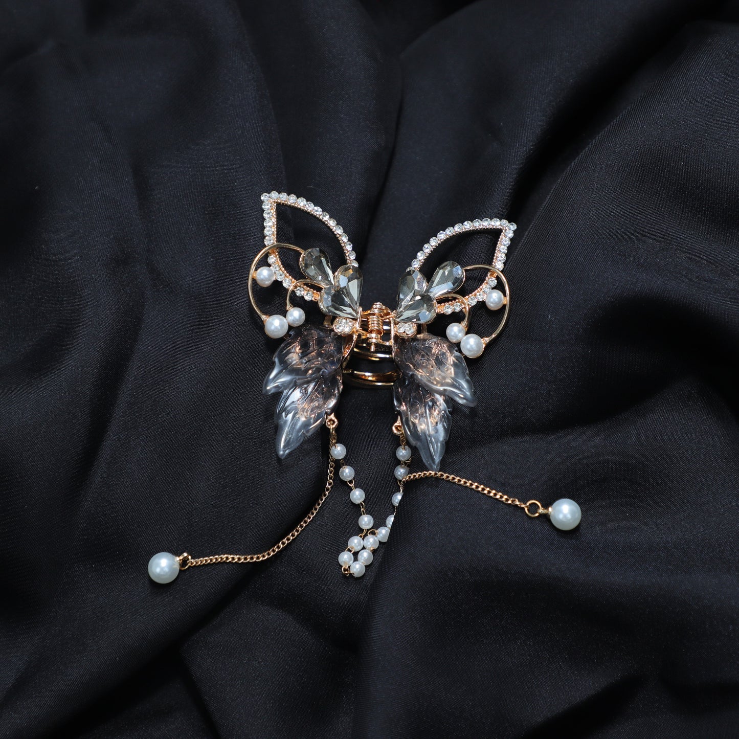 Grey Butterfly Hair Clips
