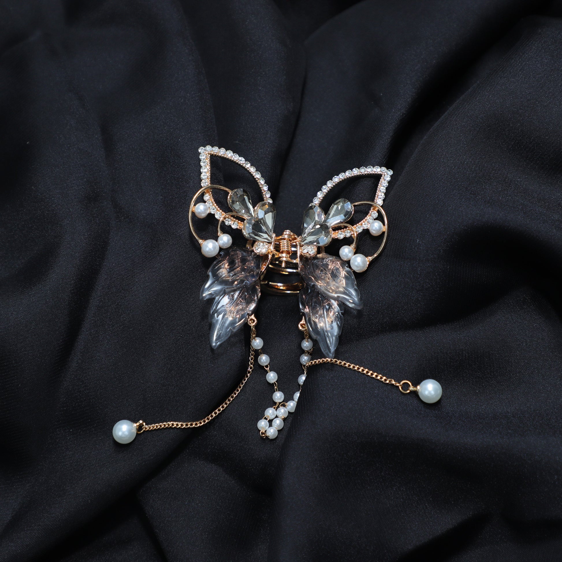 Grey Butterfly Hair Clips