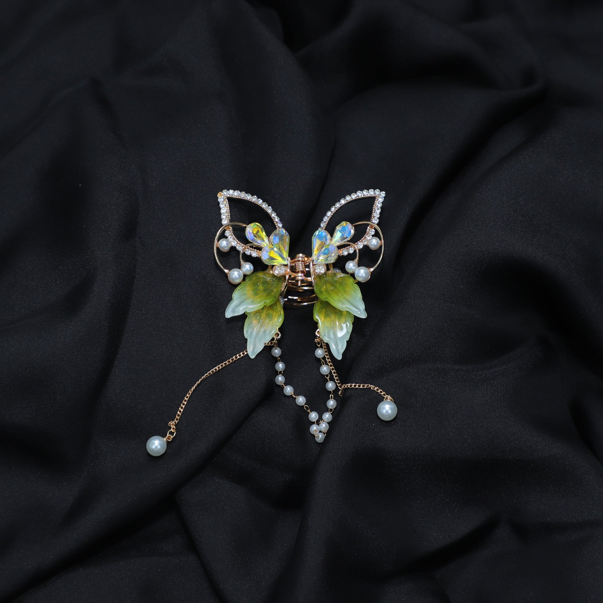 Green Butterfly Hair Clips