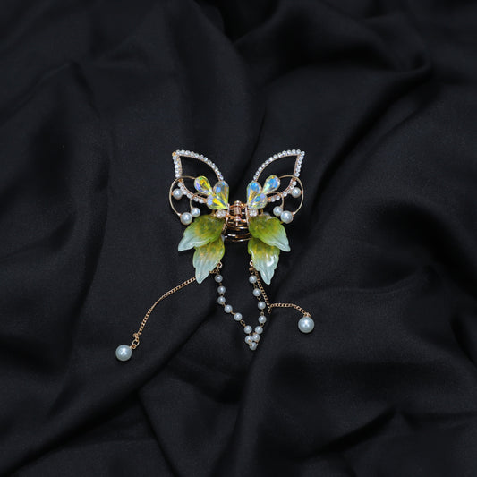 Green Butterfly Hair Clips